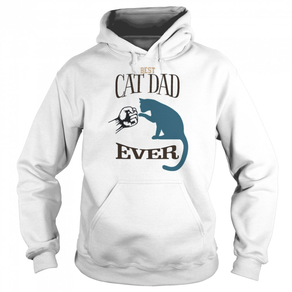 Best Cat Dad Ever Fist Bump Blue Cat Personalized Cat Dad Shirt Unisex Hoodie