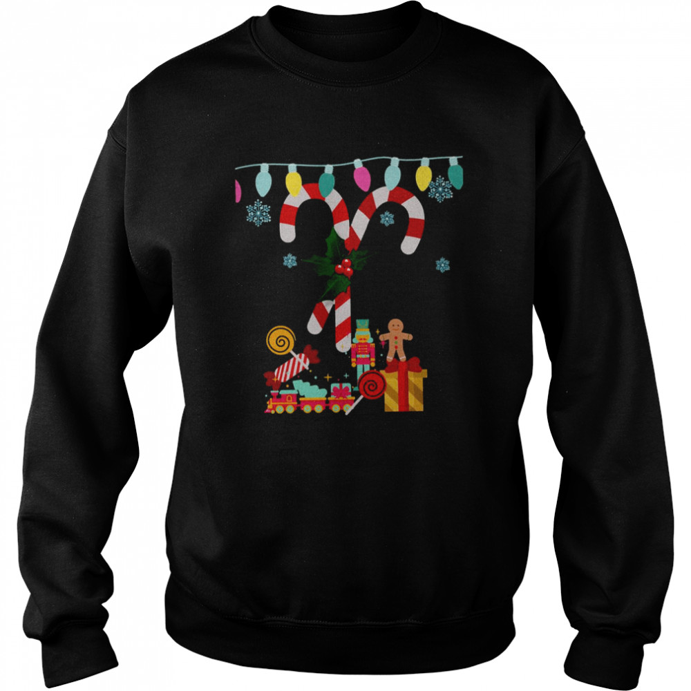 Big Candy Canes And Mistletoe Wishes Merry Christmas  Unisex Sweatshirt