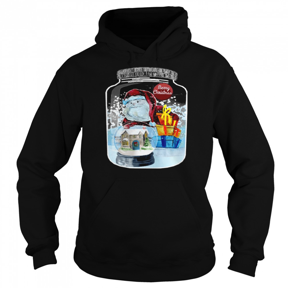 Big Jar Of Santa And Snow Merry Christmas Everyone  Unisex Hoodie