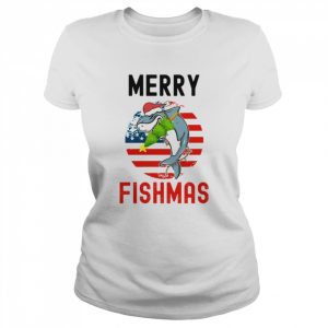 Big Shark Eating Christmas Treen Merry Fishmas  Classic Women's T-shirt