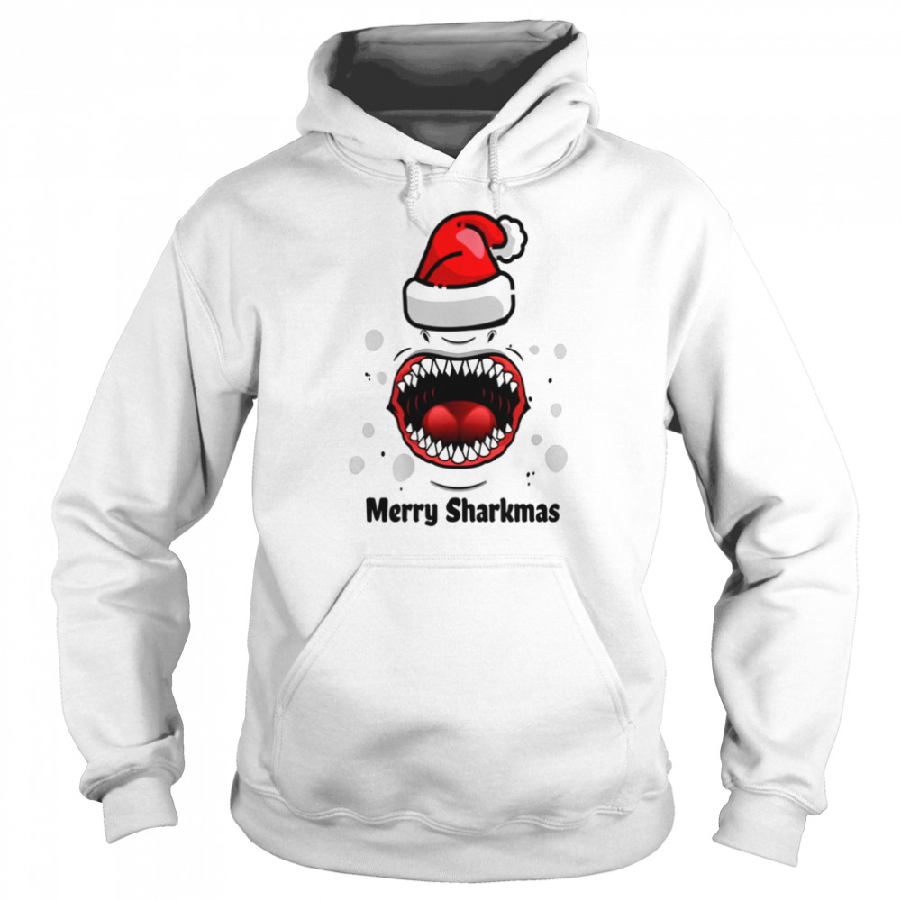 Big Shark’s Mouth Design Merry Sharkmas  Unisex Hoodie