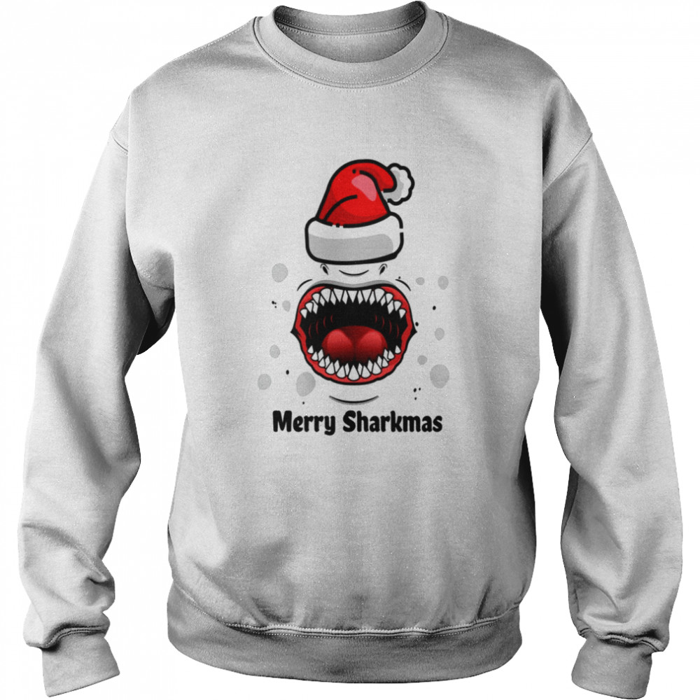 Big Shark’s Mouth Design Merry Sharkmas  Unisex Sweatshirt