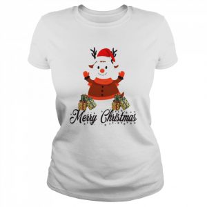 Black Text Merry Christmas Snowman  Classic Women's T-shirt