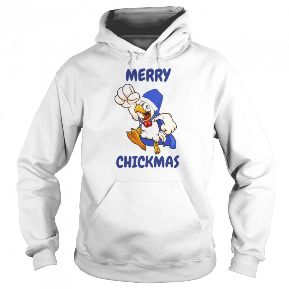 Blue Art Santa Hat Xmas Chicken  Unisex Hoodie