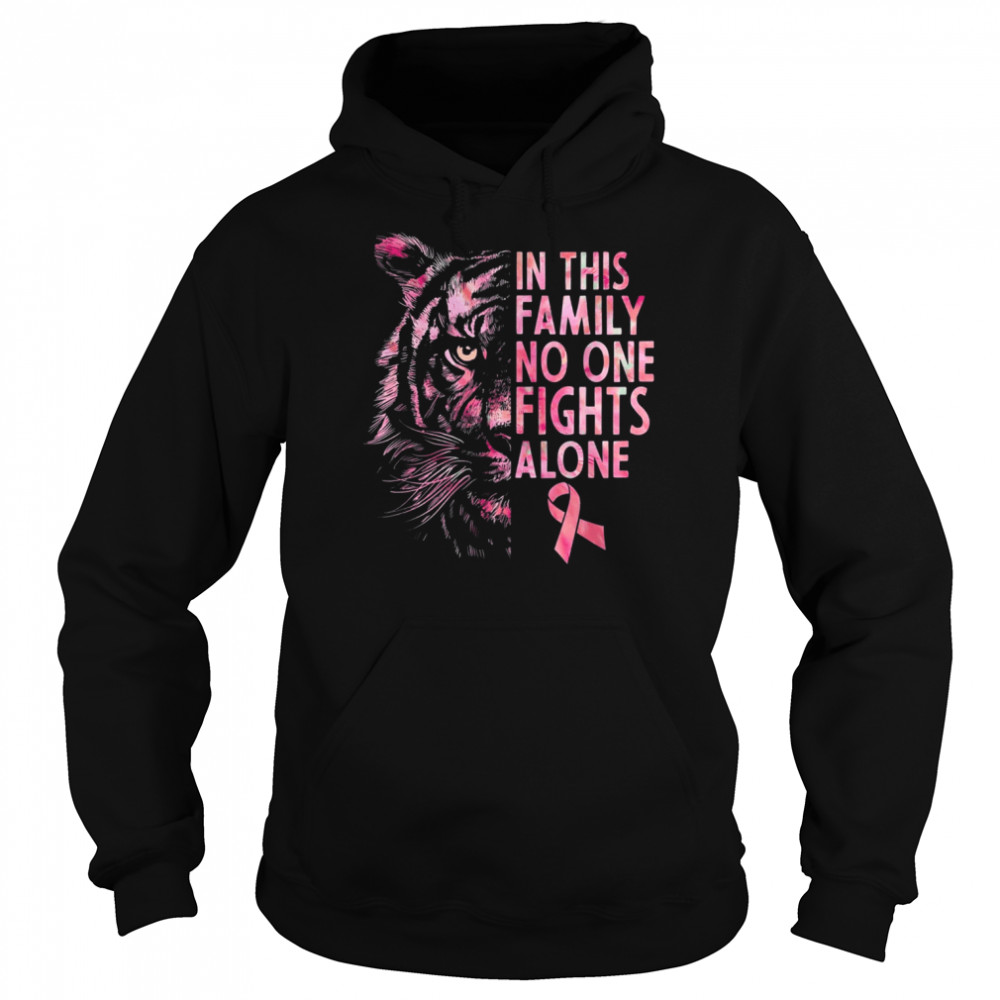 Breast Cancer Awareness 2022 Tiger Family Matching Ribbon Shirt Unisex Hoodie