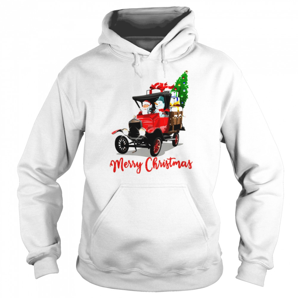 Buffalo Truck Santa Claus And Snowman Merry Christmas  Unisex Hoodie