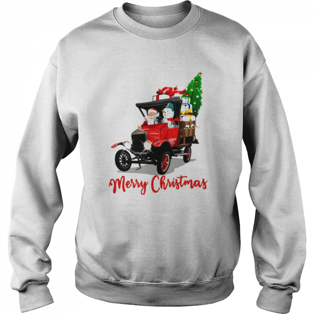 Buffalo Truck Santa Claus And Snowman Merry Christmas  Unisex Sweatshirt