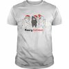 Cat Decorating Christmas Lights Funny Cats With Santa Hat  Classic Men's T-shirt