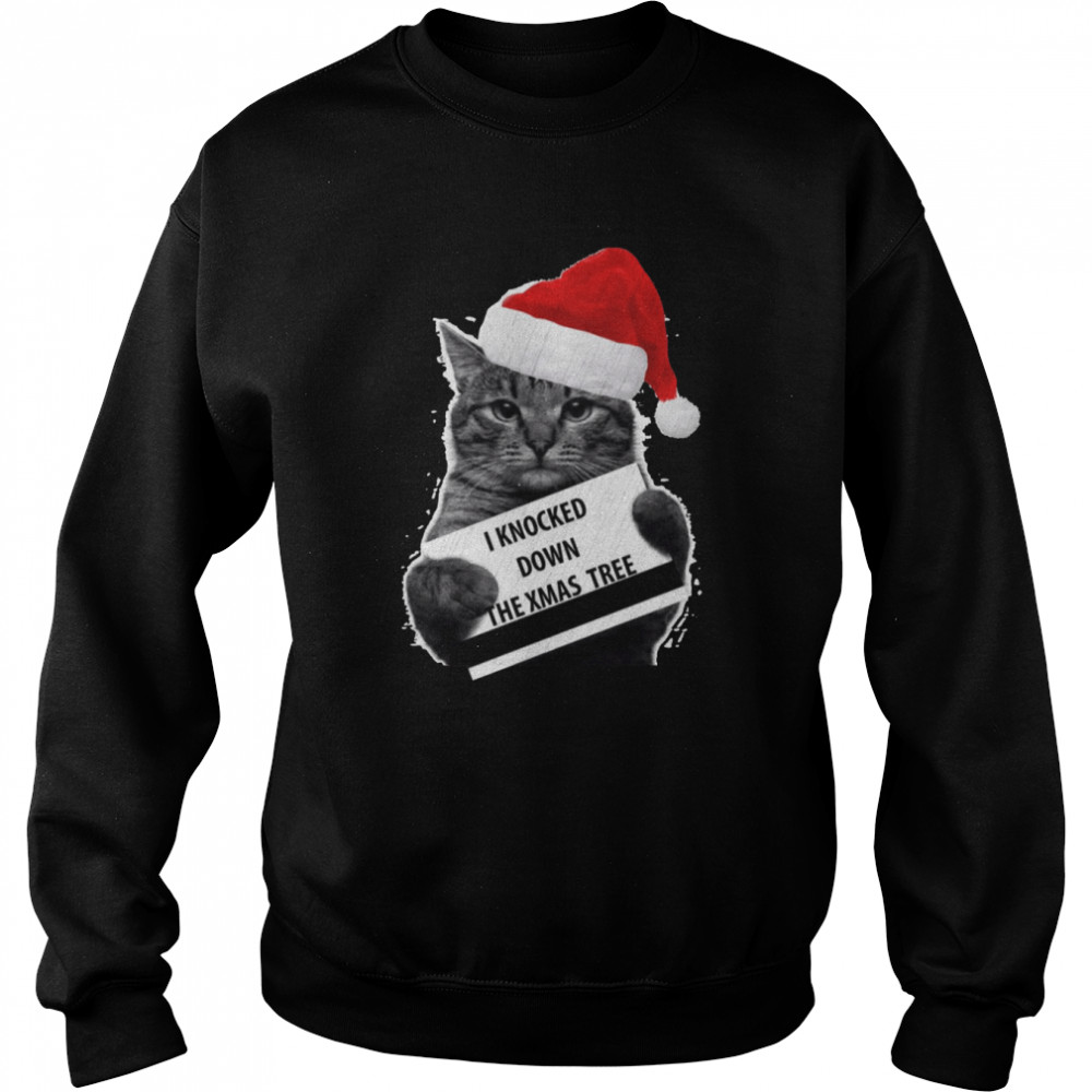 Cat Knock Down The Xmas Tree Merry Christmas  Unisex Sweatshirt