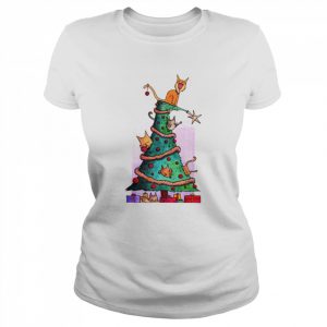 Cat Sitting On Top Of Christmas Tree  Classic Women's T-shirt