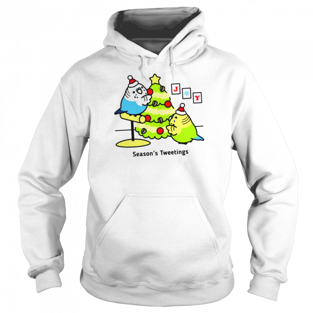 Chibi Parrots Season’s Tweetings Chubby Budgies  Unisex Hoodie