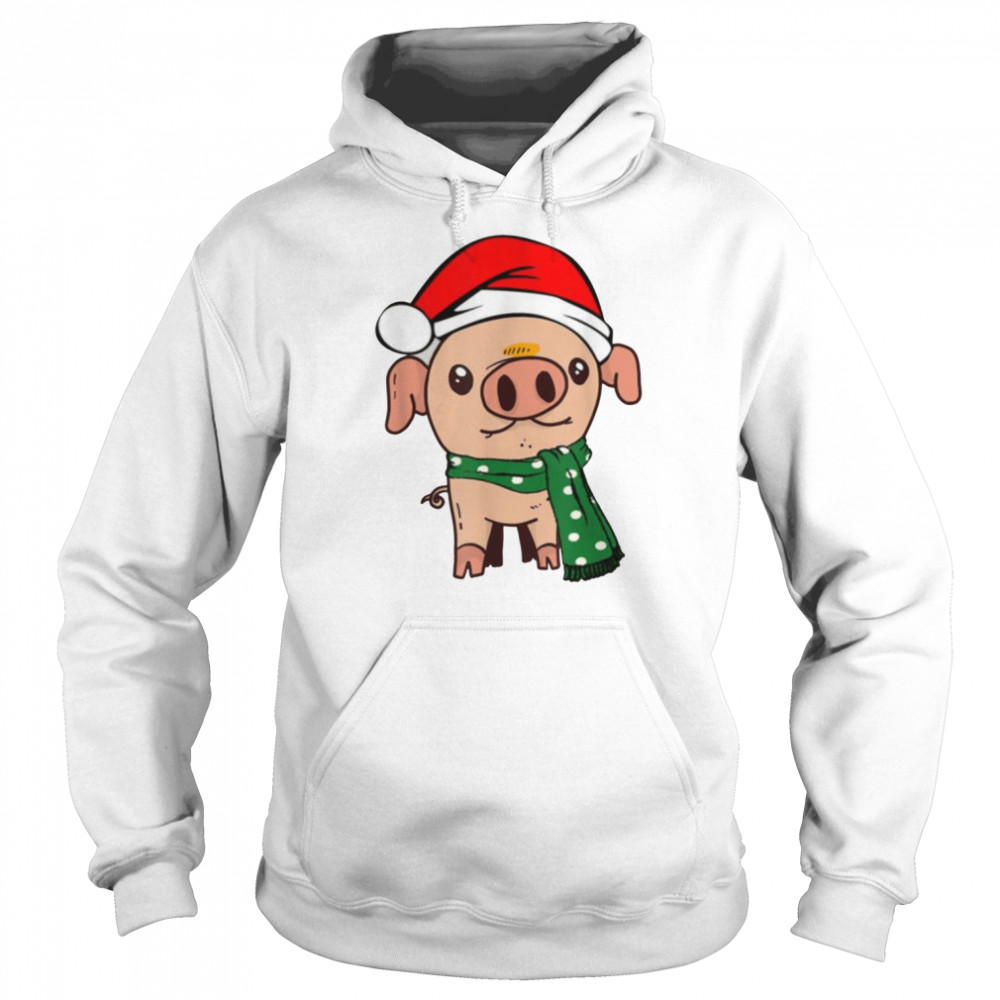 Christmas With Pig Hat Merry Christmas  Unisex Hoodie