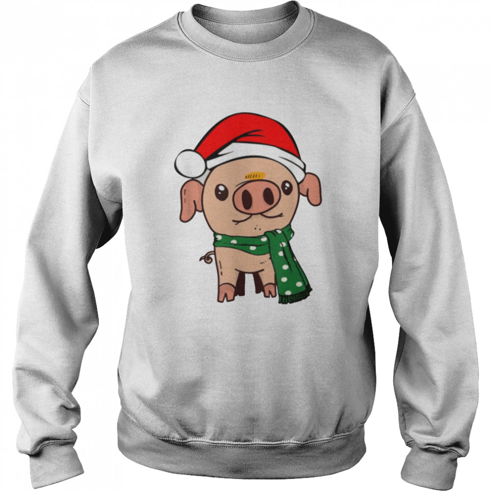 Christmas With Pig Hat Merry Christmas  Unisex Sweatshirt