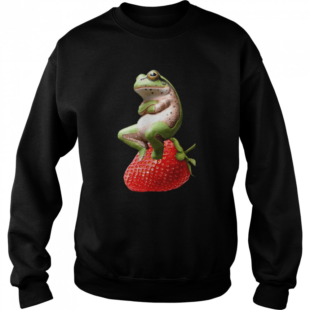 Cute Frog With A Strawberry Animal  Unisex Sweatshirt