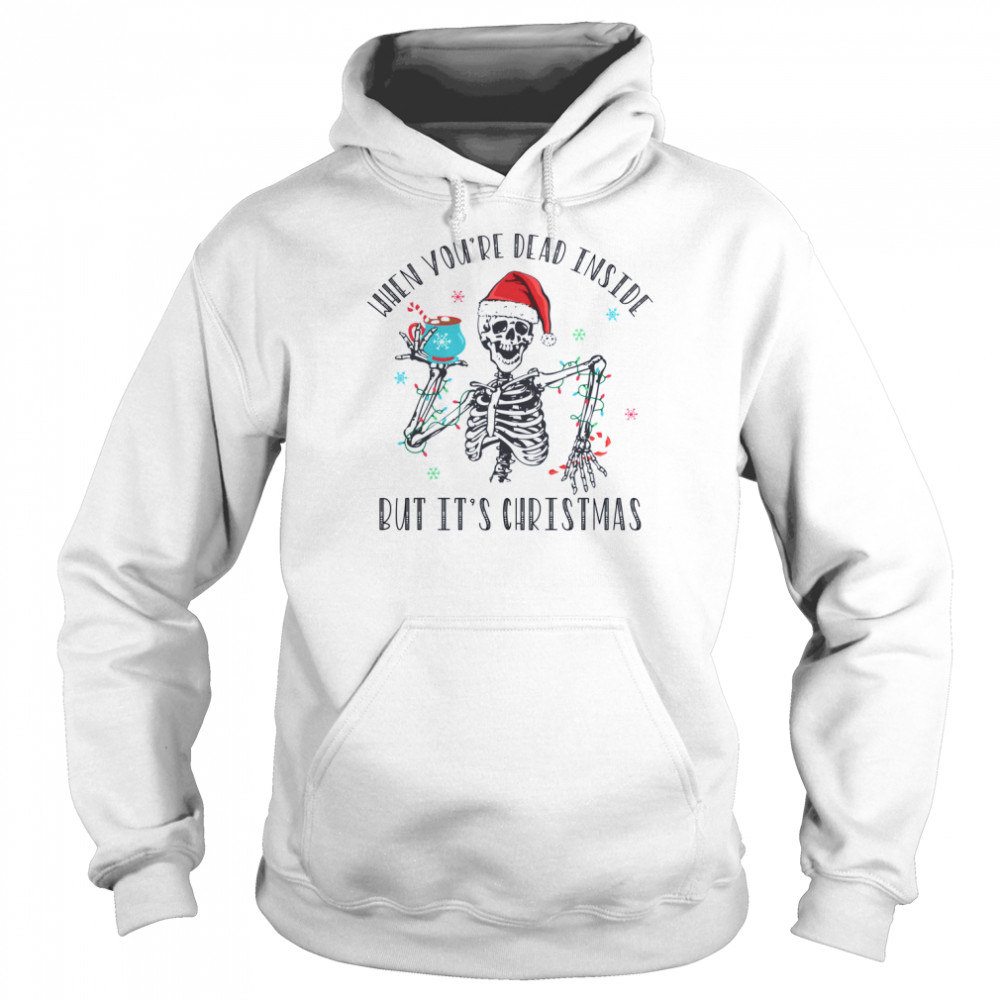 Dead Inside Funny Skeleton Skeleton Santa Skull Cozy  Unisex Hoodie