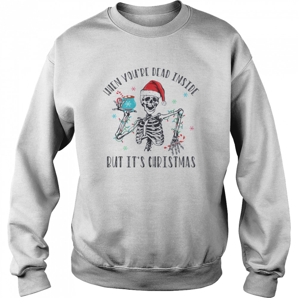 Dead Inside Funny Skeleton Skeleton Santa Skull Cozy  Unisex Sweatshirt