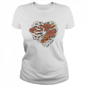 Dead Inside Heart Bone With Pumpkin Heads And Flowers Inside Happy Halloween  Classic Women's T-shirt