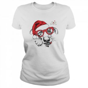 Dog Wearing Glasses And Santa Hat  Classic Women's T-shirt