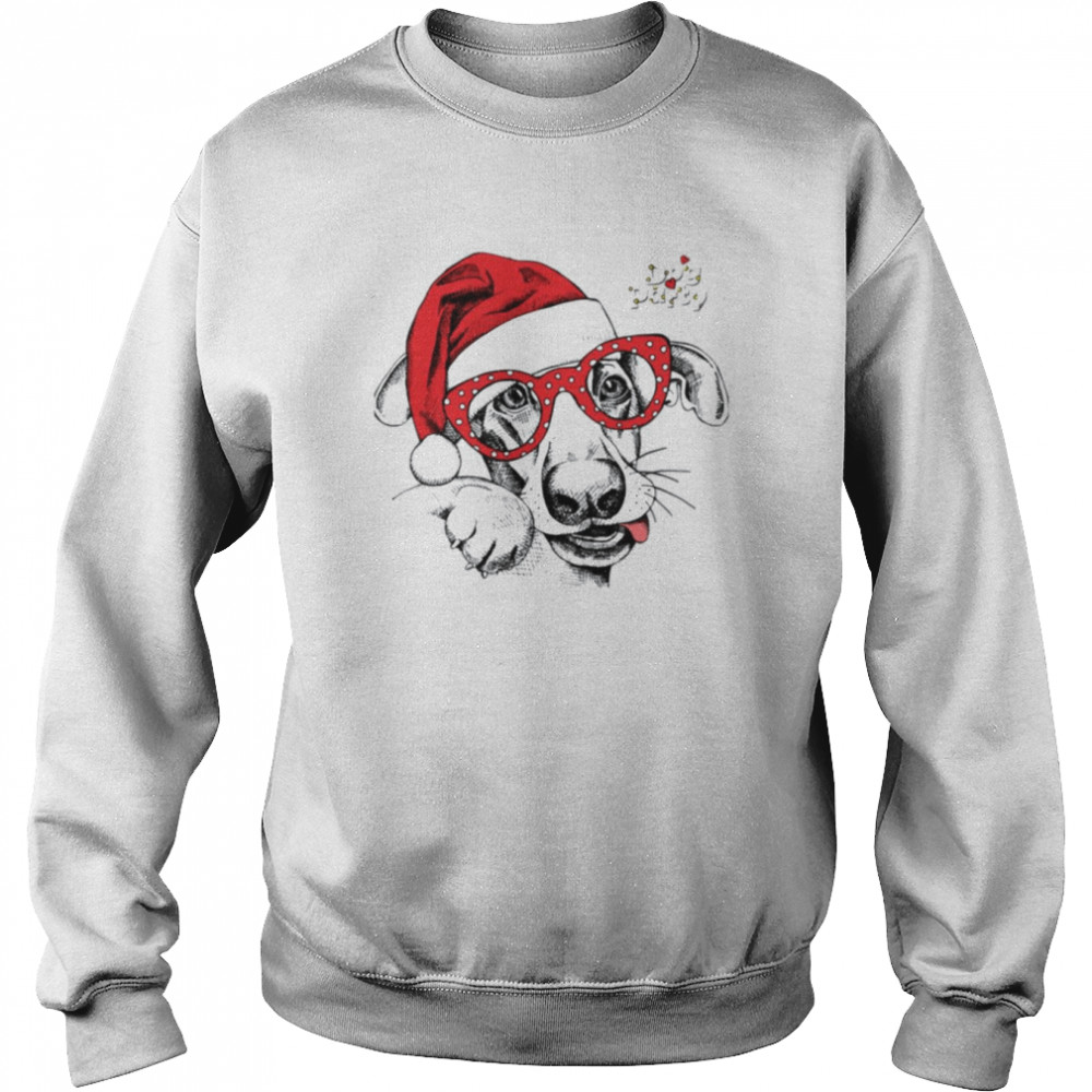 Dog Wearing Glasses And Santa Hat  Unisex Sweatshirt