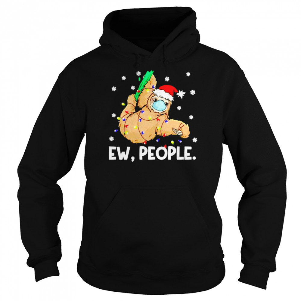 Ew people sloth santa wearing face mask T- Unisex Hoodie