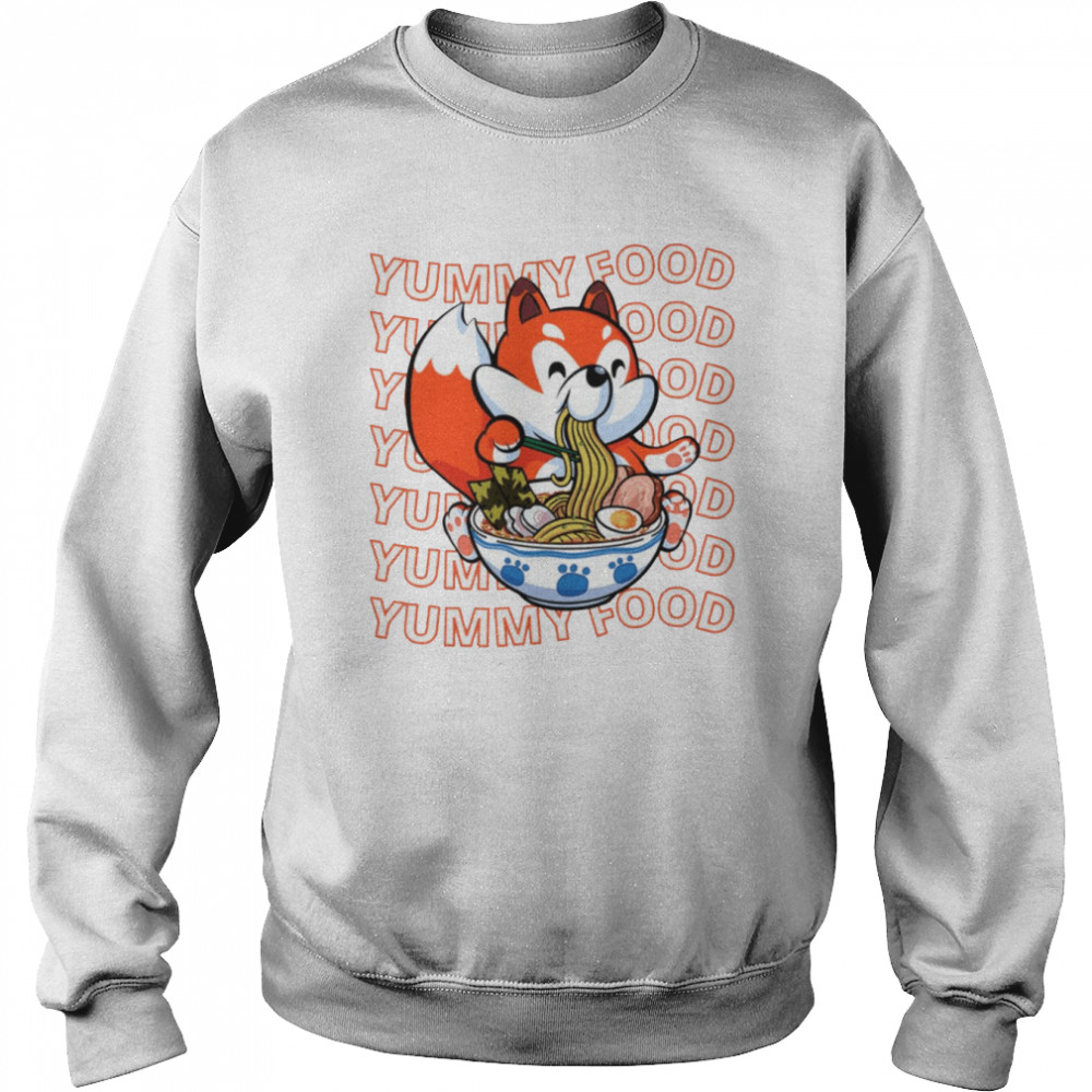 Food Lover Back To School Cute Fox Love Ramen Noodle  Unisex Sweatshirt