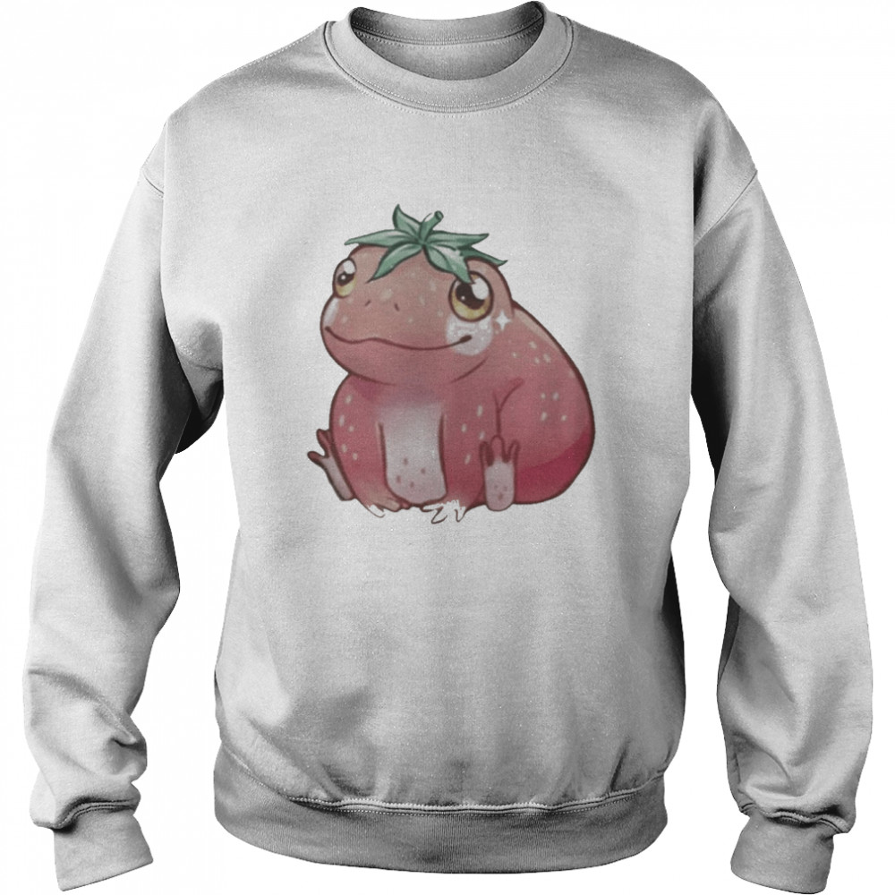 Frog With A Strawberry Shirt Unisex Sweatshirt