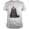 Funny Christmas Cat With Fairy Lights And A Christmas Hat  Classic Men's T-shirt