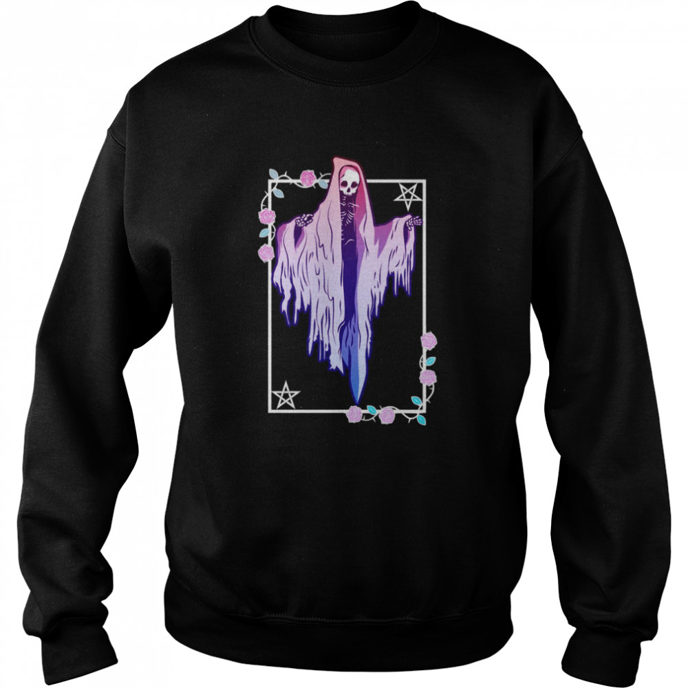 Ghost And Roses Wiccan Kawaii Pastel Goth Occult Emo Alternative  Unisex Sweatshirt