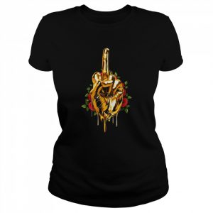 Gold Middle Finger Funny T-Shirt Classic Women's T-shirt