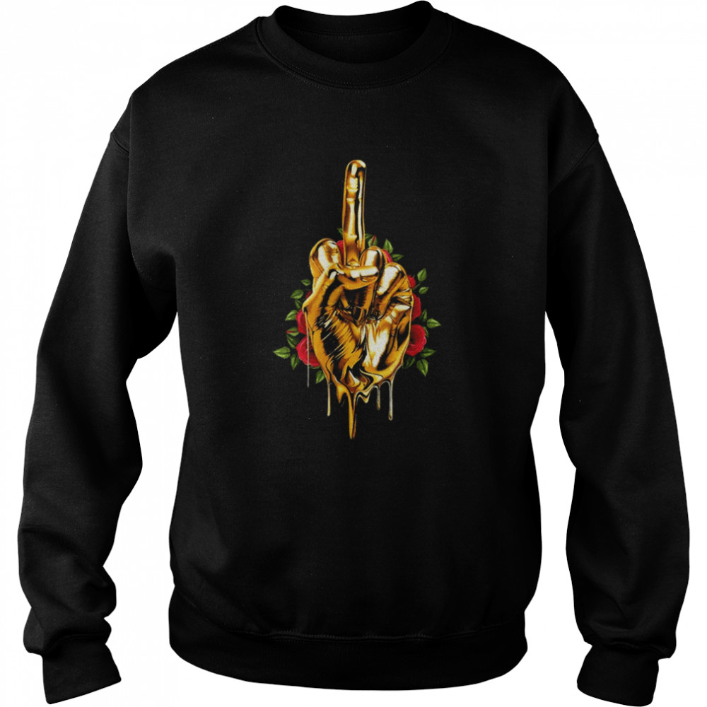 Gold Middle Finger Funny T-Shirt Unisex Sweatshirt