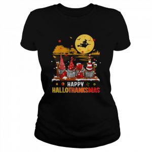 Happy Hallothanksmas Gnomes Halloween Christmas Thanksgiving  Classic Women's T-shirt