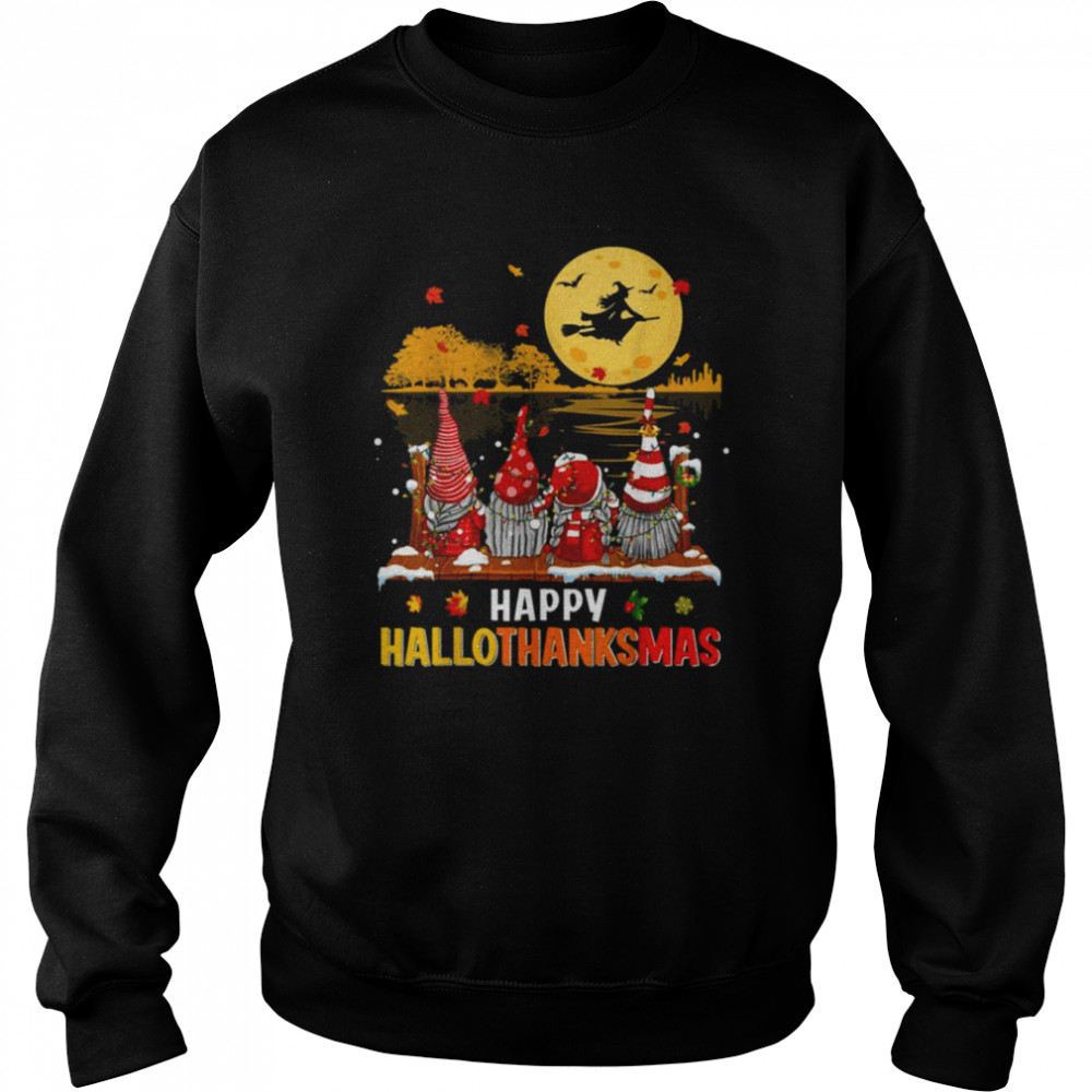 Happy Hallothanksmas Gnomes Halloween Christmas Thanksgiving  Unisex Sweatshirt