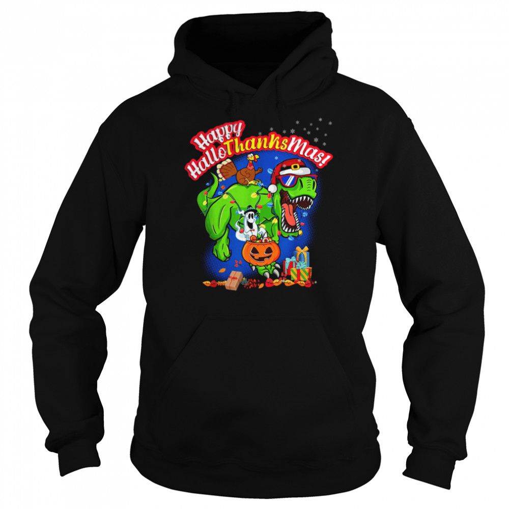 Happy Hallothanksmas T Rex Design  Unisex Hoodie