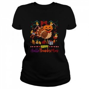 Happy Hallothanksmas Turkey Pumpkin Head  Classic Women's T-shirt