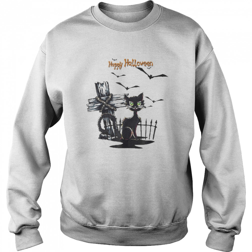 Happy Halloween Mooncat Bats Shirt Unisex Sweatshirt