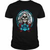 Happy Halloween Skull With Blue Roses  Classic Men's T-shirt