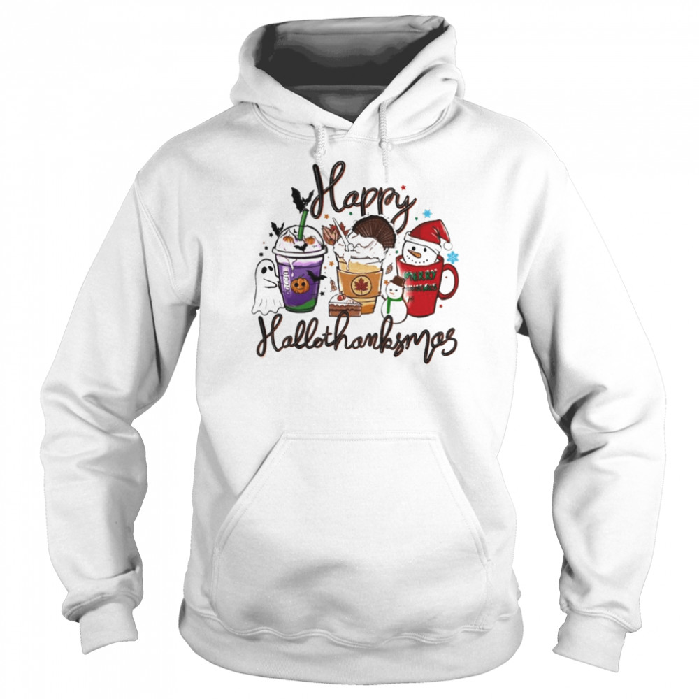 HappyHallothanksmas Halloween & Merry Christmas Thanksgiving Happy Halloween 2022 T-Shirt Unisex Hoodie