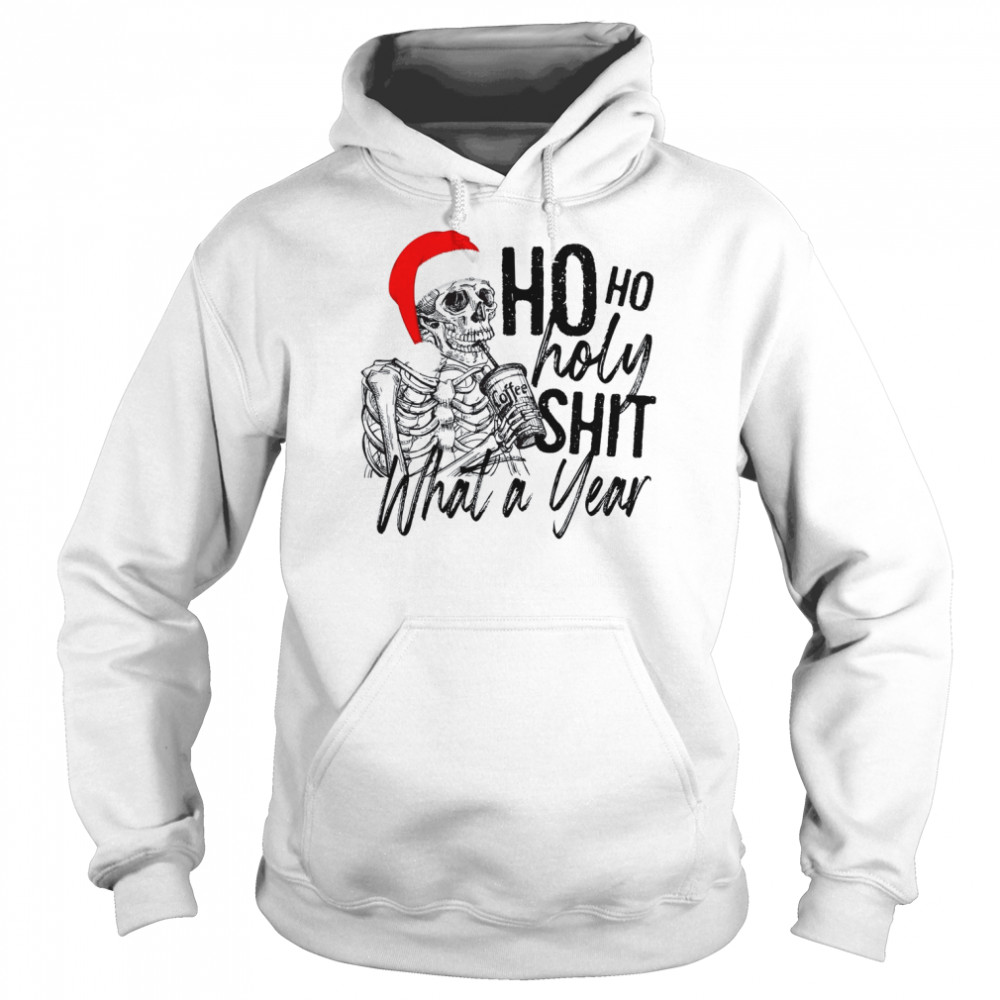 Ho Ho Holy Shit What A Year Matching Couples Wap Skeleton  Unisex Hoodie