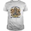 I Hate Everyone But Coffee Helps Coffee Skeleton Leopard Halloween  Classic Men's T-shirt