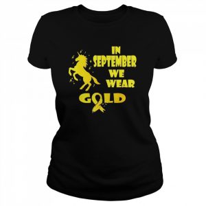 In September We Wear Gold Unicorn Childhood Cancer Awareness T-Shirt Classic Women's T-shirt