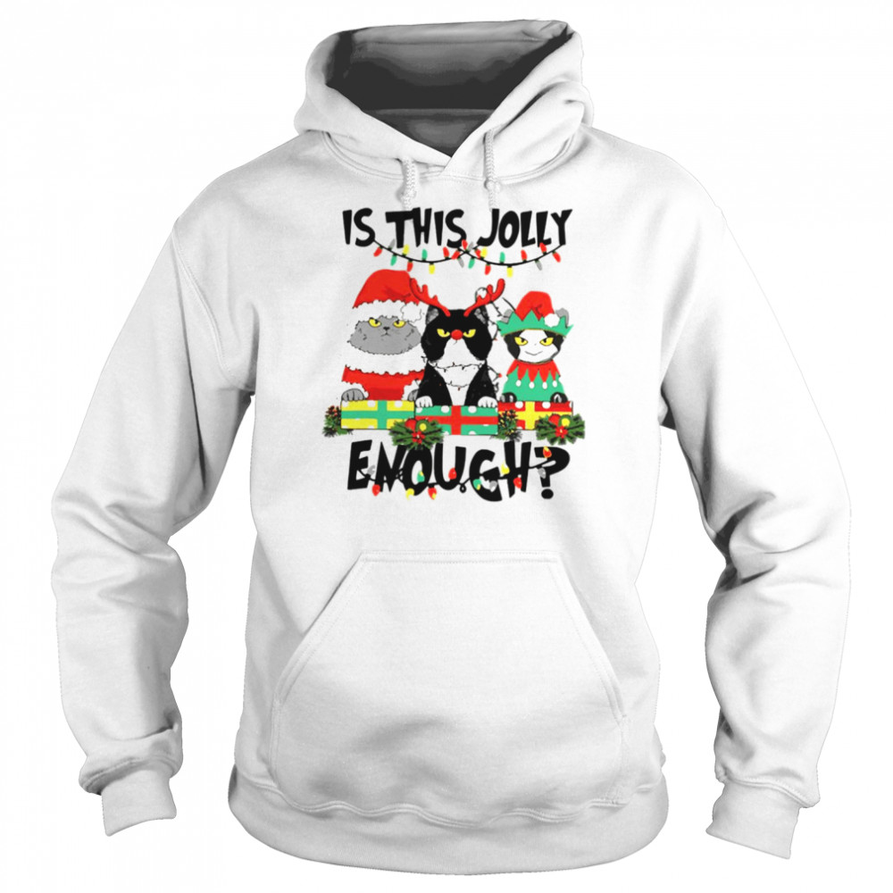 Is This Jolly Enough Cats Merry Christmas Tree Lights  Unisex Hoodie