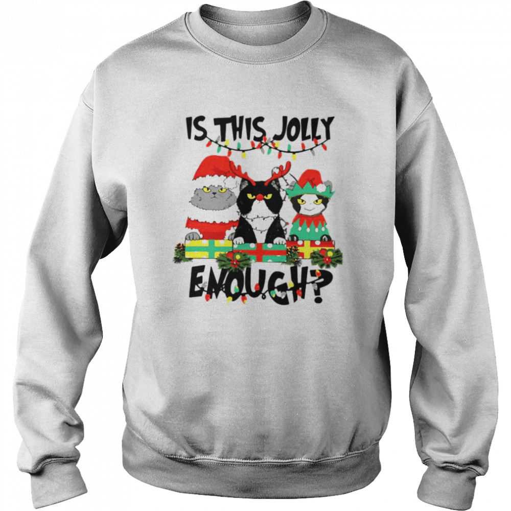 Is This Jolly Enough Cats Merry Christmas Tree Lights  Unisex Sweatshirt