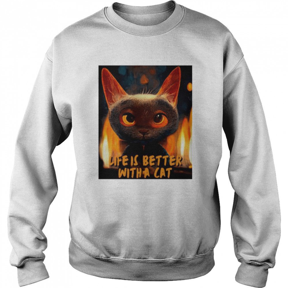 Life is better with a cat  Unisex Sweatshirt