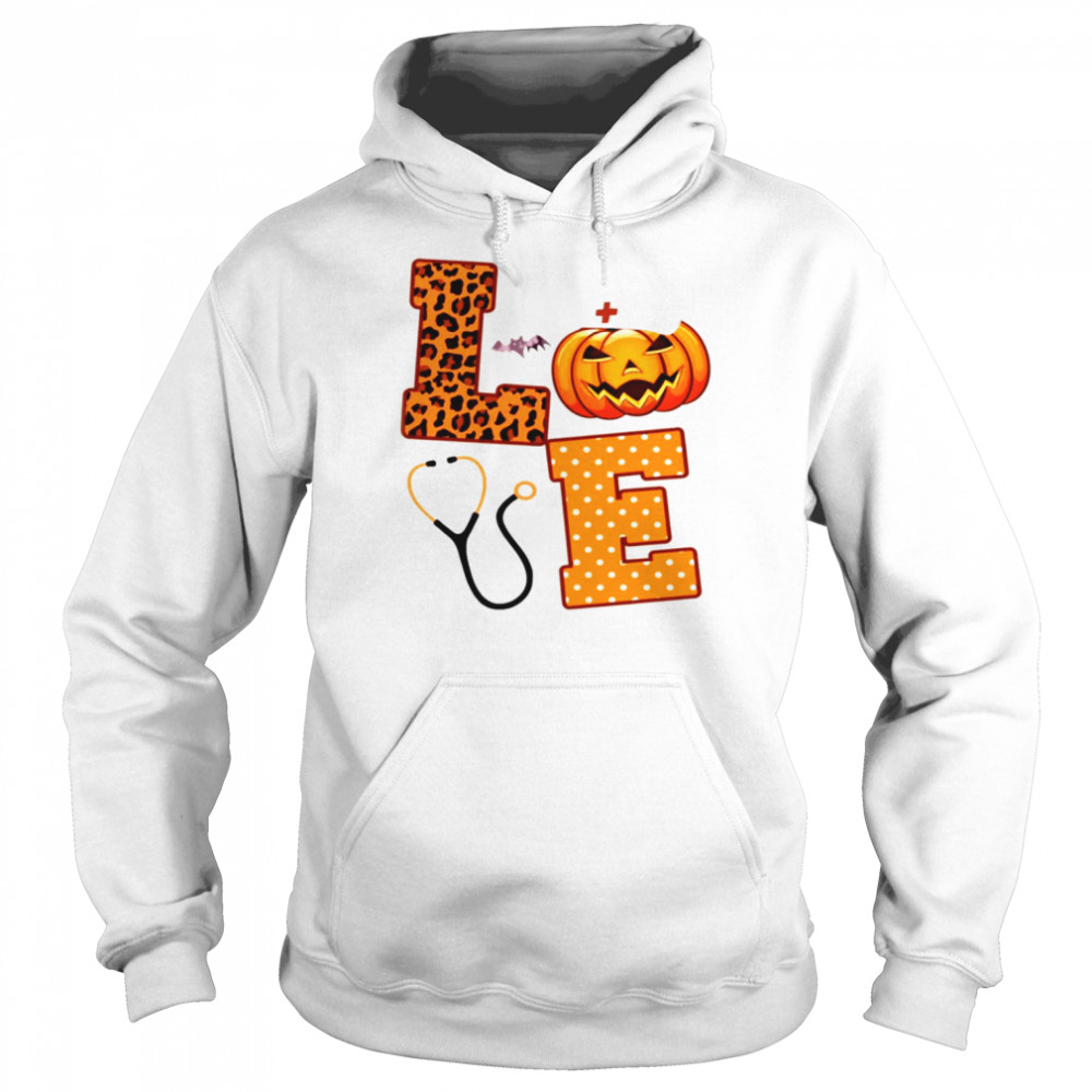 Love Halloween Nurse Health Worker Halloween Pattern  Unisex Hoodie