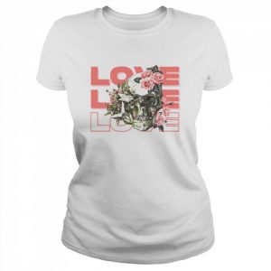 Love Halloween Skull Pink Roses  Classic Women's T-shirt