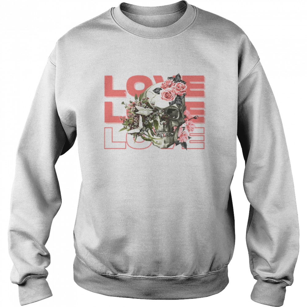 Love Halloween Skull Pink Roses  Unisex Sweatshirt