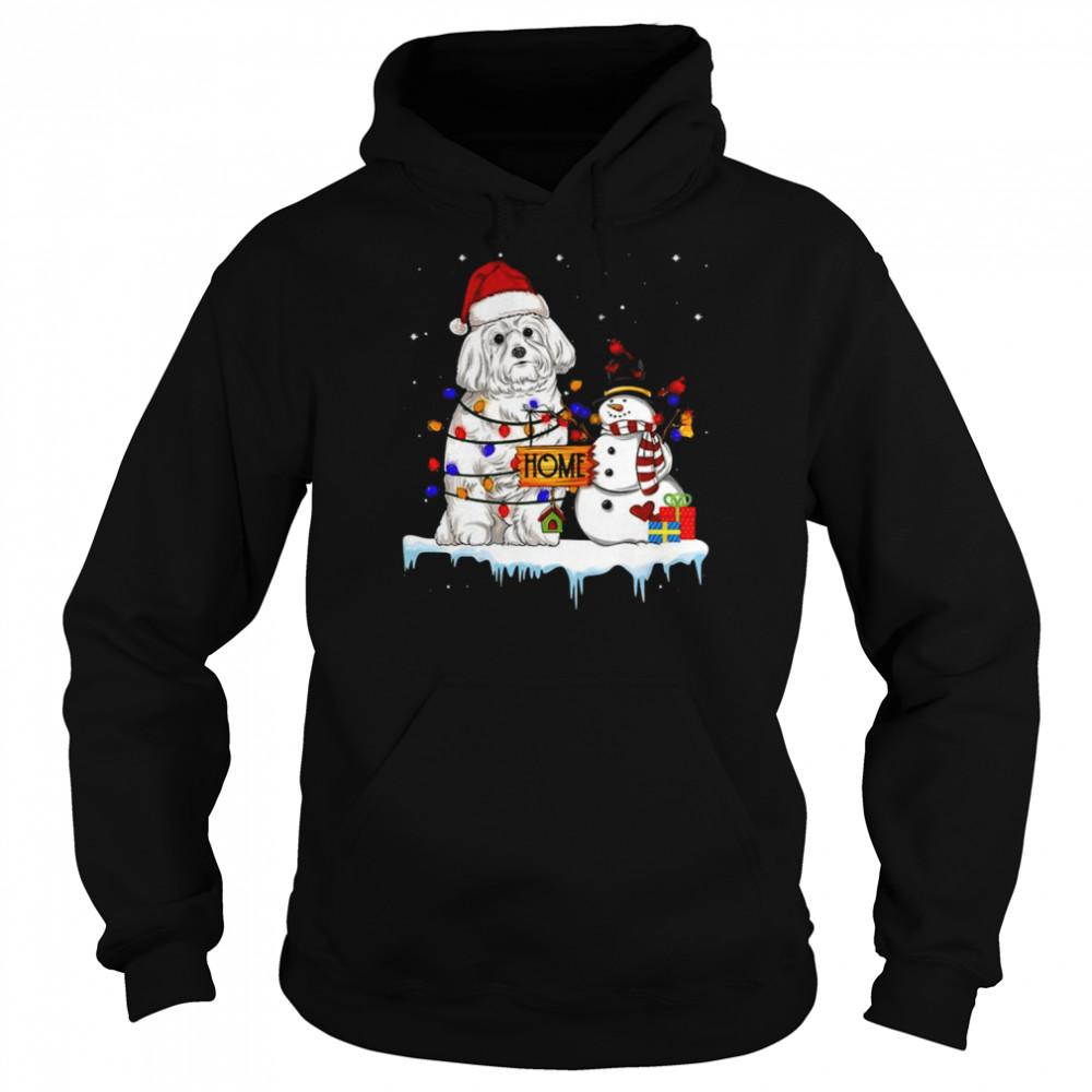 Maltese Dog Christmas Snowman  Unisex Hoodie