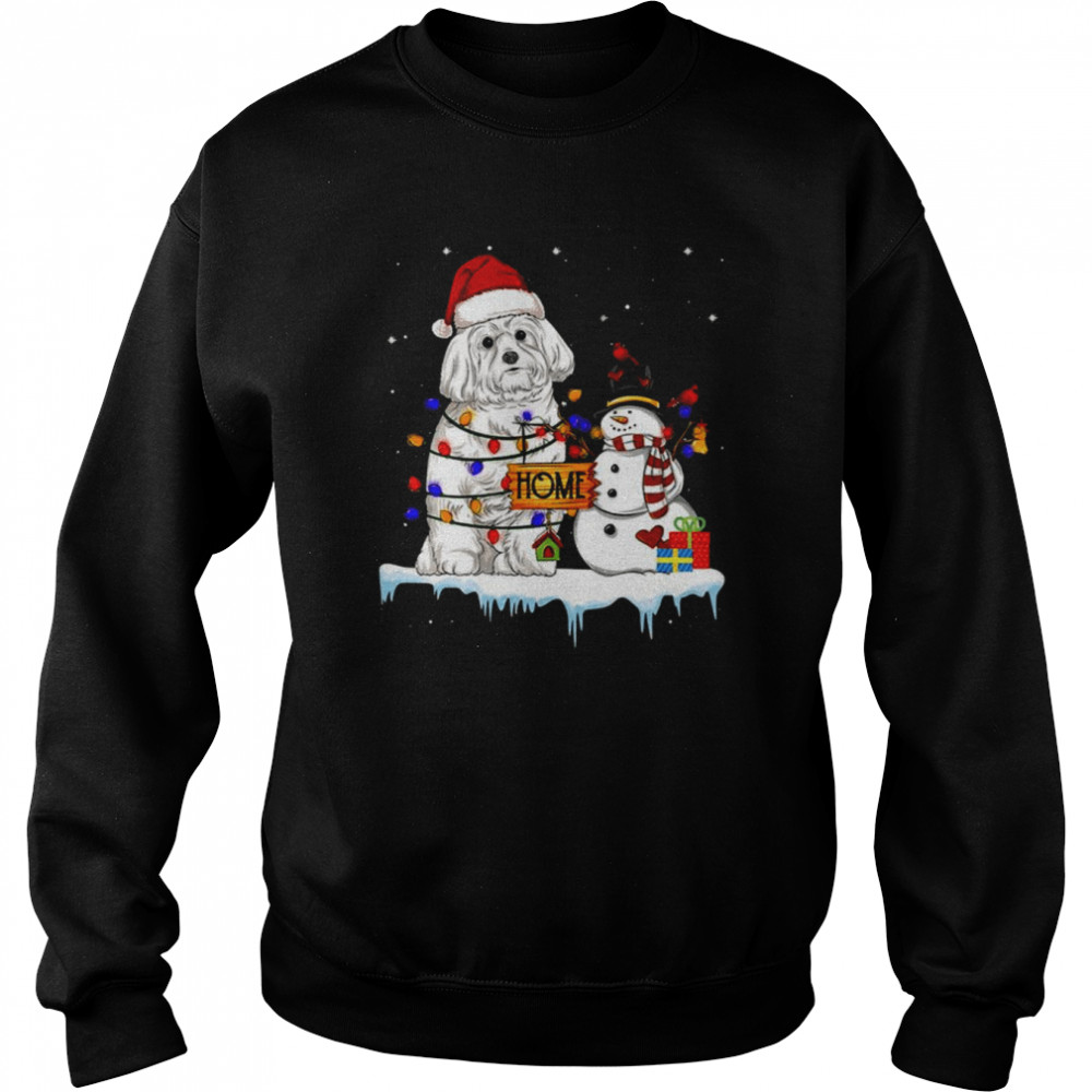 Maltese Dog Christmas Snowman  Unisex Sweatshirt