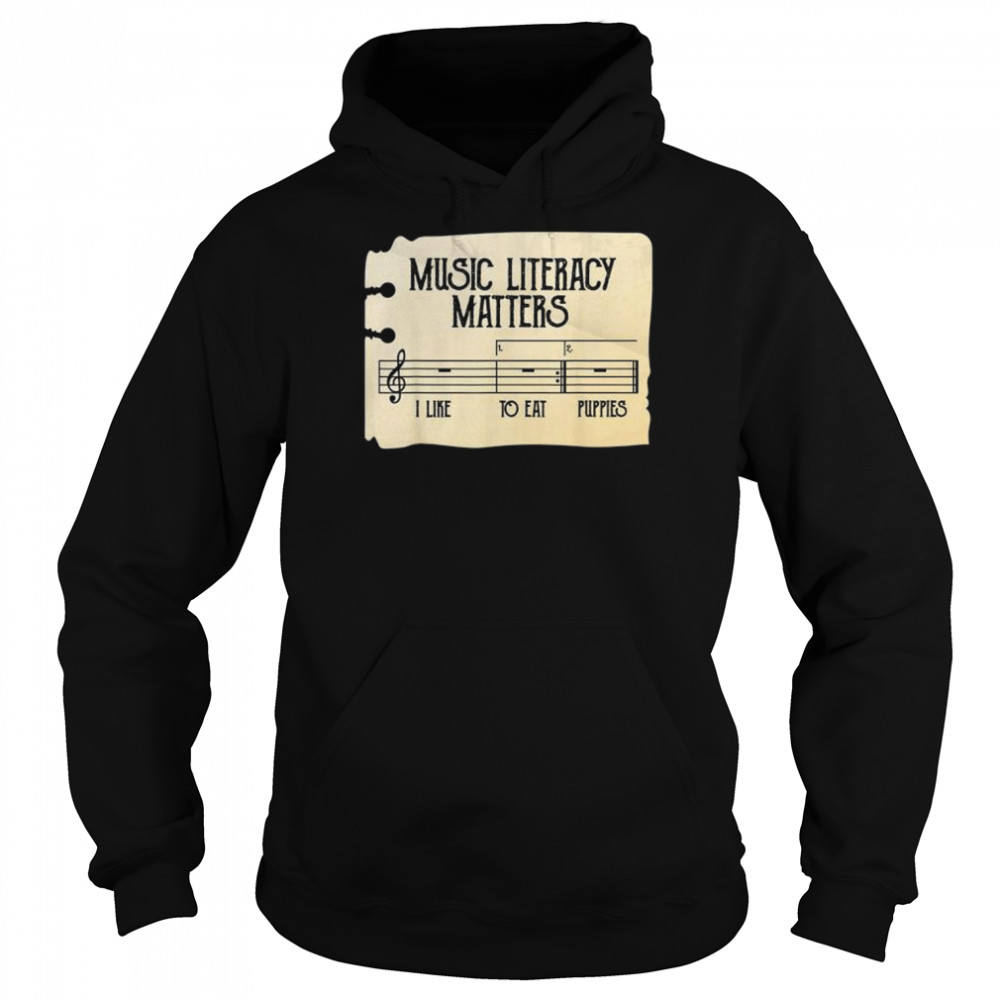 Music literacy matters I like to eat puppies retro vintage  Unisex Hoodie