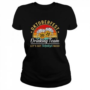 Oktoberfest 2022 Drinking Team Let’s Get Schnitzel Face Retro Vintage T-Shirt Classic Women's T-shirt